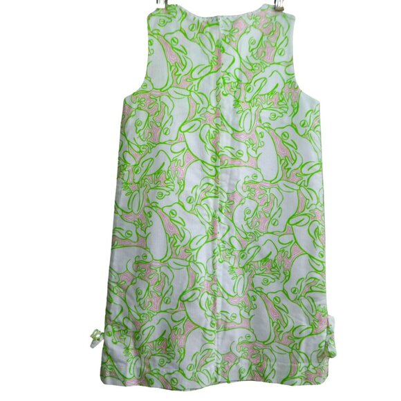 Lilly Pulitzer Originals Girls Shift Dress Green Pink Lilly Pad Hidden Frogs 10 - Picture 6 of 9